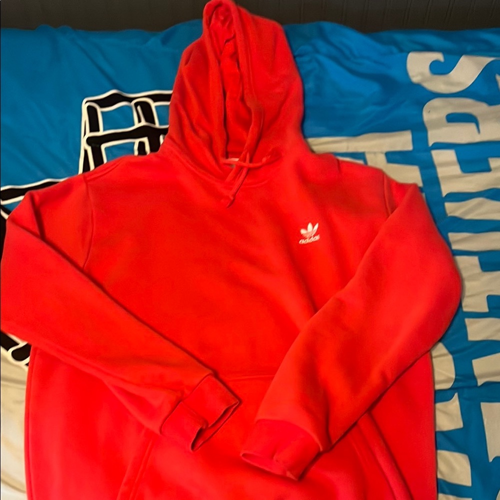 Adidas Red Sweatshirt Vibrant Pullover Hoodie